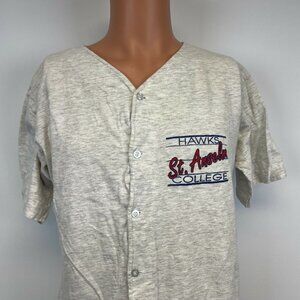 Velva Sheen St Anselm College Hawks Single Stitch Baseball Jersey Vtg 90 USA L